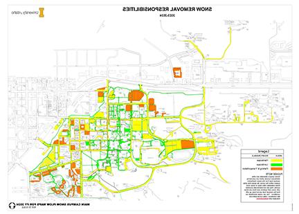 Map of streets, parking lots, main sidewalks removal responsibilities